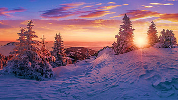 Winter Sunset In Northern Finland, sky, snow, colors, landscape, trees, clouds HD wallpaper