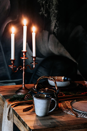 Candles, Miscellanea, Miscellaneous, Cup, Table, Teapot, Kettle HD phone wallpaper