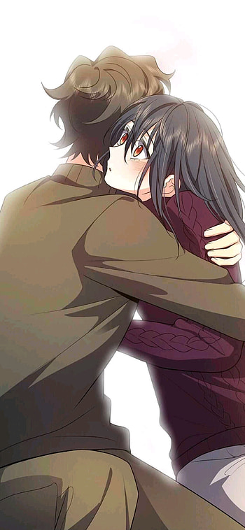 Anime Boy & Anime Girl, eye, art, hair, anime_girl, anime_boy, hugging HD phone wallpaper