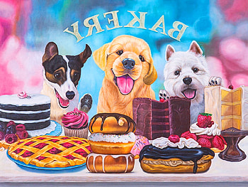 :), dog, puppy, painting, sweets, art, pictura, cute, caine HD wallpaper