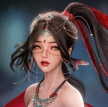 Princess, face, girl, red, jewel HD wallpaper