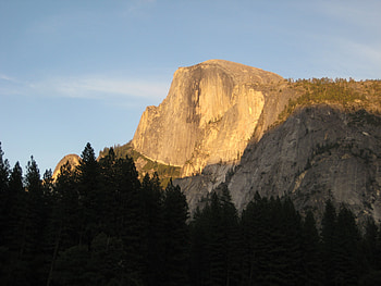 Half Dome in the evening, falls, half dome, yosemite, sunset HD wallpaper