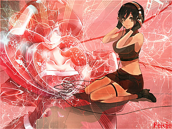 { mEiKo }, cute, vocaloid, abstract, vocaloids, short hair, female, sexy, meiko, hot, girl, singer, diva, brown eye, anime girl, anime, love, red, brown hair, idol, heart, head HD wallpaper