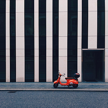 Motorcycles, Building, Stripes, Streaks, Motorcycle, Facade, Scooter HD phone wallpaper