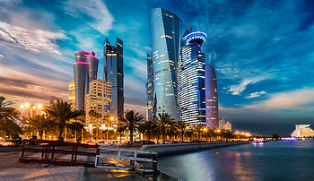 Evening Houses Skyscrapers Qatar , qatar, skyscraper, buildings, world HD wallpaper