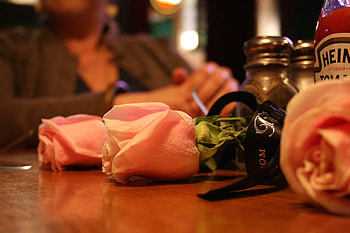 roses, still life, pink, bouquet, bottles HD wallpaper