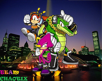 chaotix, vector, city, espio, charmy HD wallpaper