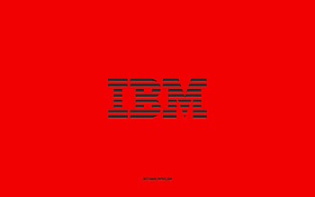 IBM logo, red background, stylish art, brands, emblem, IBM, red paper texture, IBM emblem HD wallpaper
