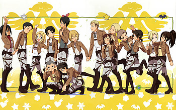 Everyone in pre-chibi version 3 Shingeki no Kyojin (AoT) HD wallpaper