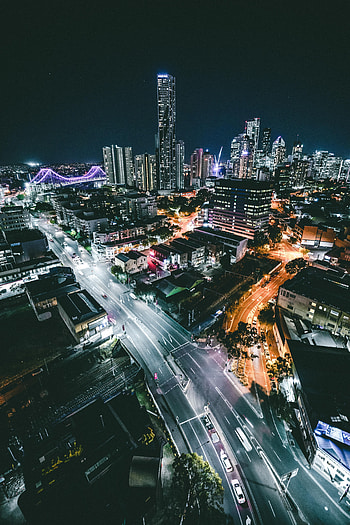 Cities, Building, Lights, View From Above, Dark, Road, Night City HD phone wallpaper