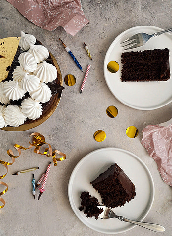 Food, Chocolate, Desert, Candles, Holiday, Cake, Plates, Cymbals HD phone wallpaper