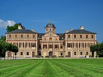 Historic Schloss Favorite in Rastatt, Germany, showcasing Baroque architecture and lush lawns. HD wallpaper