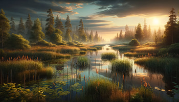 Serenity at Sunrise: Majestic Marsh Landscape, marsh, swamp, landscape HD wallpaper