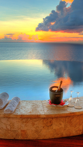 Jade Mountain resort, Saint Lucia, Hotel pools, Sky HD phone wallpaper