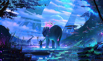 Fantasy, another world, elephant and master HD wallpaper