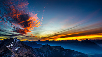 Mountain sunset, , backgrounds, Nature HD wallpaper