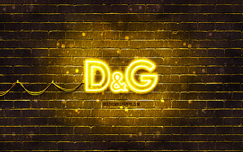Dolce Gabbana yellow logo, , yellow brickwall, Dolce Gabbana logo, brands, Dolce Gabbana neon logo, Dolce Gabbana HD wallpaper