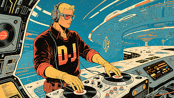 DJ Vibes: Futuristic Beats in High Definition, DJ, turntable, music, heads, futuristic HD wallpaper