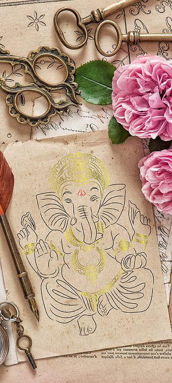 Load Ganesh, art, pink, pending, rose, god HD phone wallpaper
