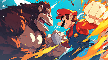Donkey Kong vs Mario - Super Smash Bros, Donkey Kong, Mario, Super Smash Bros., video game, animation HD wallpaper
