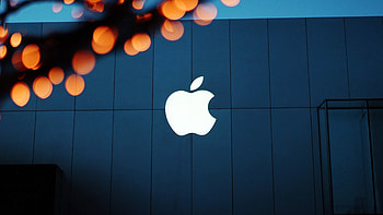Ng08 apple logo blue orange dark, Modern and sleek, Bold and striking, Eye-catching design HD wallpaper