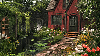Cottagecore Garden : A Dreamy Escape, cottagecore, cottagecore garden, house, garden, pond HD wallpaper