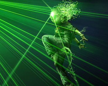 Dangerous Green Rays !!!, abstract, fantasy, man, green, ray, dark, dangerous HD wallpaper