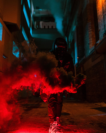 Smoke, Night, Dark, Miscellanea, Miscellaneous, Mask, Human, Person HD phone wallpaper