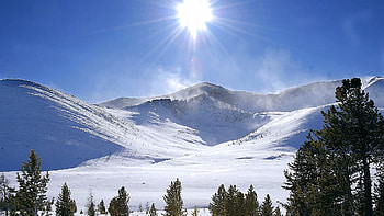 bright sun snow mountains HD wallpaper