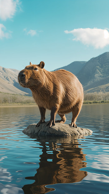 Capybara Serenity: A Tranquil , Animal, water, nature, Wildlife HD phone wallpaper