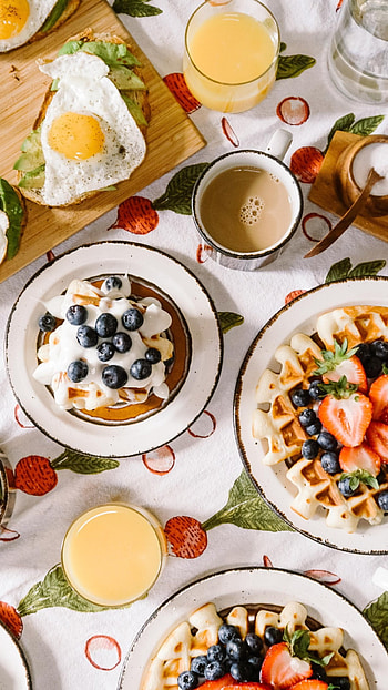 Waffle design, Ceramic plate showcase, Artistic presentation, Appetizing treat HD phone wallpaper