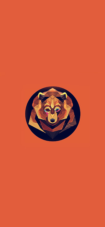 Bear polygon art, Animal orange, , Artistic representation HD phone wallpaper