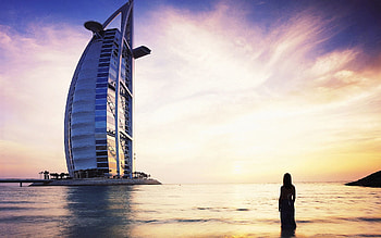 Cities, Silhouette, Dubai, Girl, Burj Al Arab, Burj Al-Arab HD wallpaper
