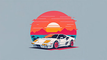 Vintage Vibes Minimal Sunset Ride In Glory , minimalism, minimalist, ai, artist, artwork, digital-art, behance HD wallpaper