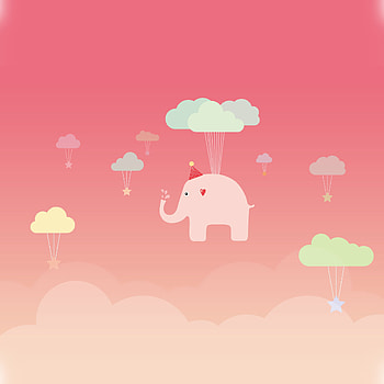 958 2: Cute Elephant Illustration Art Pink Fly iPad Air HD phone wallpaper