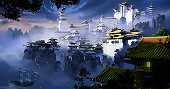 Art, Lock, Fog, Pagoda, Temple HD wallpaper