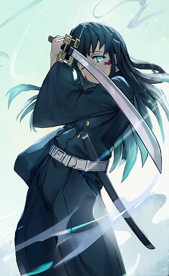 Muichiro Tokito, art, mist-hashira, turquoise-, demon-slayer, Muichiro- HD phone wallpaper
