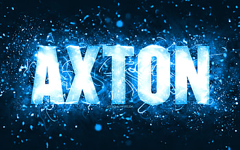 Happy Birtay Axton, , blue neon lights, Axton name, creative, Axton Happy Birtay, Axton Birtay, popular american male names, with Axton name, Axton HD wallpaper