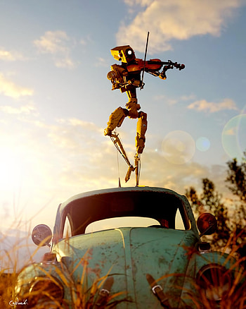 Art, Car, Machine, Musician, Retro, Robot, Violin HD phone wallpaper