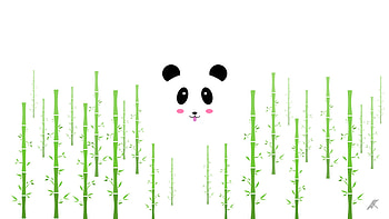Bamboo and panda, minimal, cute panda HD wallpaper