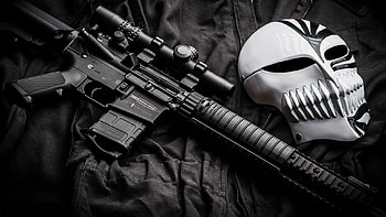 M4 Carbine, Weapons, Colt Ar 15, Assault Rifle, Firearm, Gun, Mask HD wallpaper