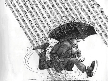 Rain Music, notas musicales, blanco y negro, music, lluvia, notas, partituras HD wallpaper