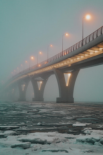 Ice, Lights, Miscellanea, Miscellaneous, Fog, Bridge, Cracks, Crack HD phone wallpaper