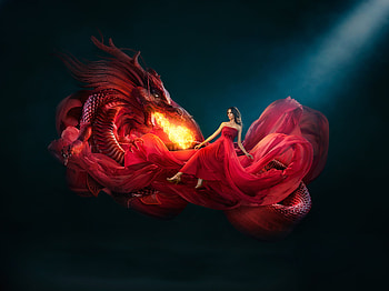 Beautiful Girl With Dragon Firing, artist, artwork, digital-art, behance, dragon HD wallpaper