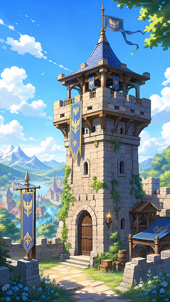 Skyward Aegis — Fortified Tower , Castle HD phone wallpaper