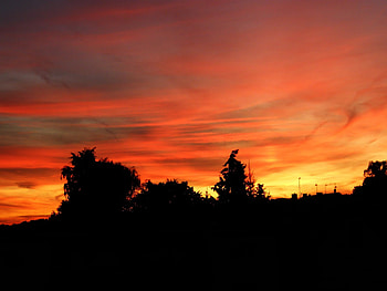 Sunset, clouds, orange HD wallpaper