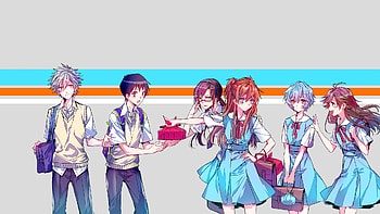 Anime - Neon Genesis Evangelion Asuka Langley Sohryu Rei Ayanami Shinji Ikari Mari Makinami Illustrious Kaworu HD wallpaper