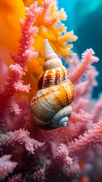 Sea snail and coral 2, underwater, ocean, nature, coral HD phone wallpaper