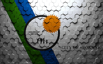 Flag of Spokane, Washington, honeycomb art, Spokane hexagons flag, Spokane, 3d hexagons art, Spokane flag HD wallpaper