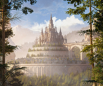 Enchanted Towers: Fantasy Cityscape Vista, fantasy, city, fantasy city HD wallpaper